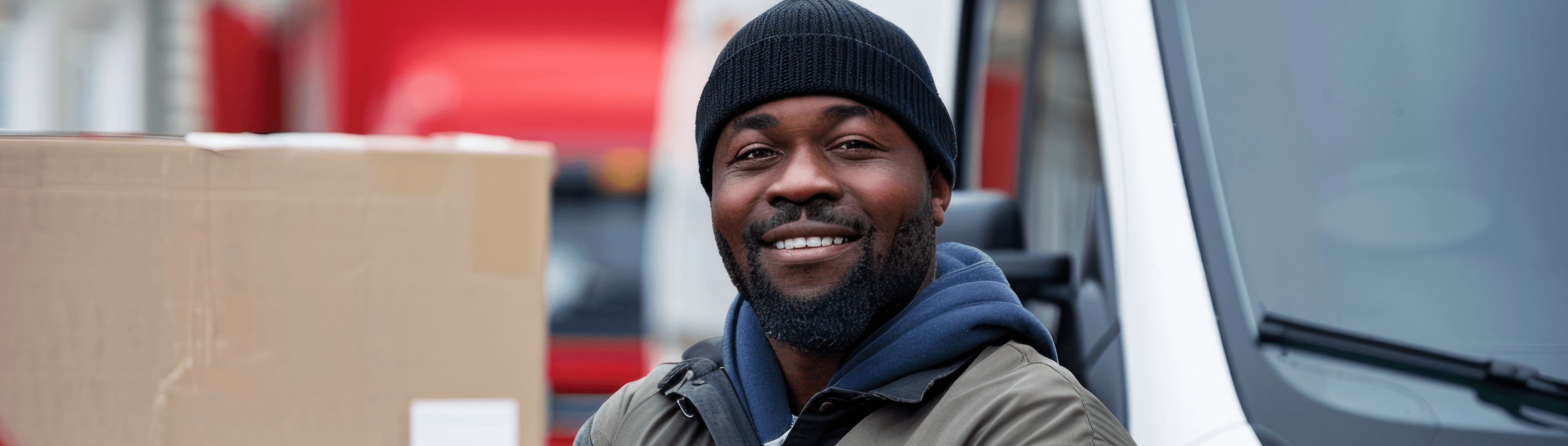 Smiling delivery driver